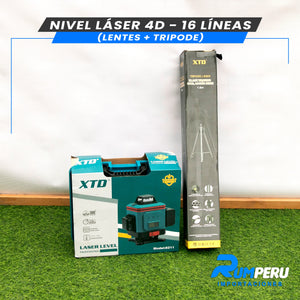 Nivel Laser 16 Lineas 4D + Trípode Con Bateria Digital