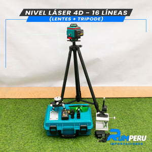 Nivel Laser 16 Lineas 4D + Trípode Con Bateria Digital