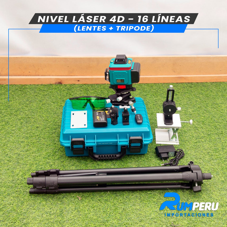 Nivel Laser 16 Lineas 4D + Trípode Con Bateria Digital