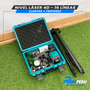 Nivel Laser 16 Lineas 4D + Trípode Con Bateria Digital